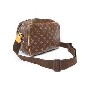 Louis Vuitton Brown Monogram Shoulder Bag Reporter Leather